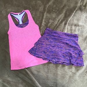 Girls Ideology 2pc Set Tank with Bra and Skort Size Small